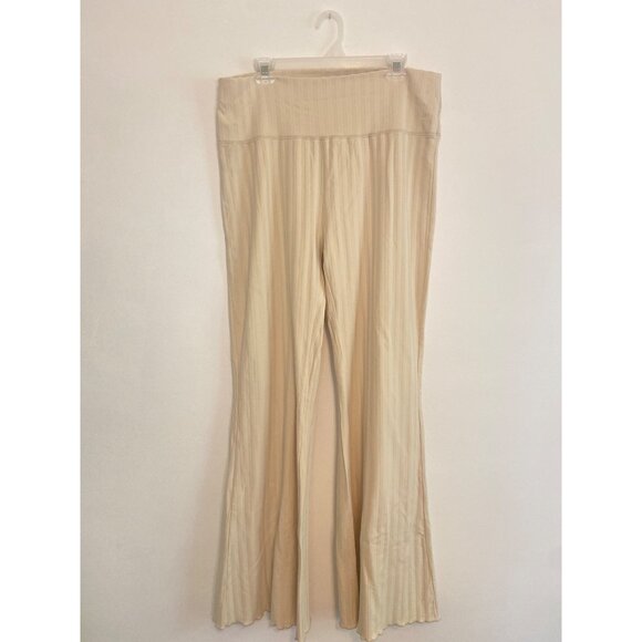 Offline By Aerie Beige Ribbed High-Waist Flared Pants XXL - Picture 1 of 7